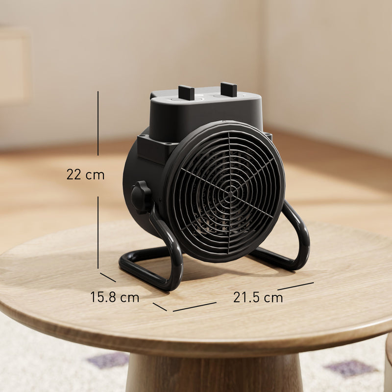 2000W Portable Ceramic Electric Heater With Fan Ideal For Home Or Office Use Black