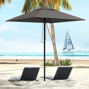 Grey and Red 215cm Square Garden Parasol with Contrast Piping for Stylish Shade
