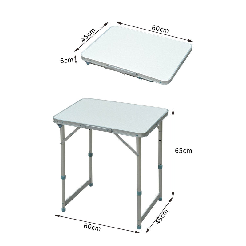 Folding Picnic Table with Adjustable Height for Outdoor Snacks and Drinks Silver