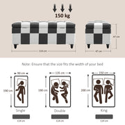 Velvet Storage Ottoman Bench in Dark Grey and White With Lid Ideal for Bedroom or Lounge