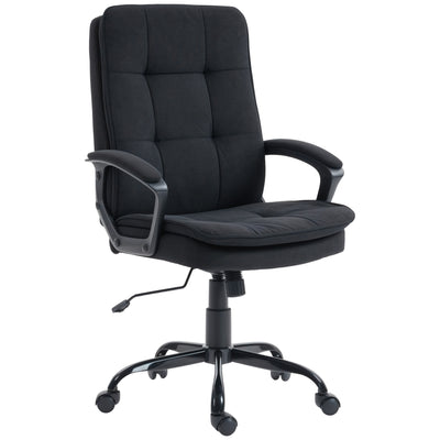 Ergonomic Office Chair With Double Padding And Linen Look Fabric For Home Workspaces Black AOSOM