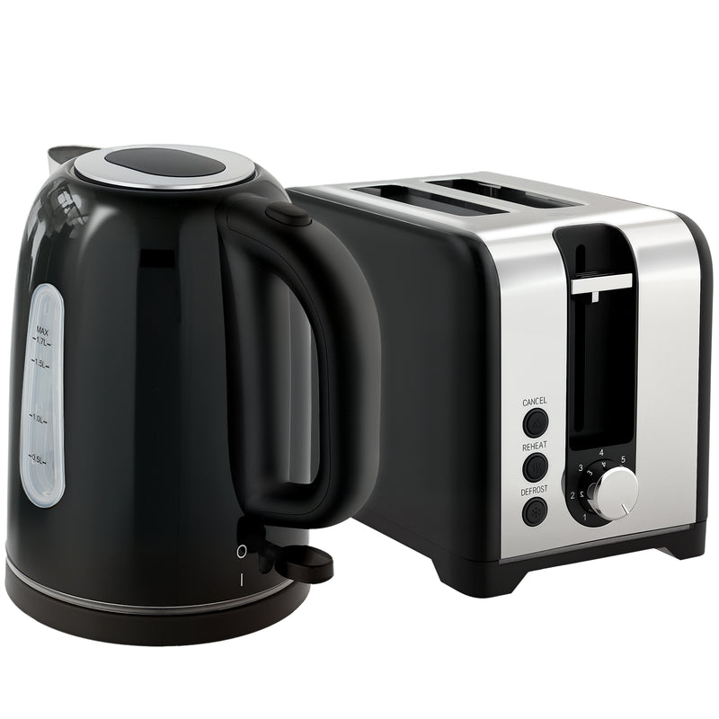 Toaster and Kettle Set with Fast Boil and Even Toasting for Easy Mornings Black