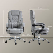 Reclining Massage Office Chair With Heat Adjustable Height And Footrest For Home, Use Grey