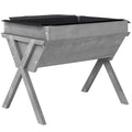 Wooden Raised Garden Planter Box With Legs And Liner For Outdoor Growing Light Grey AOSOM