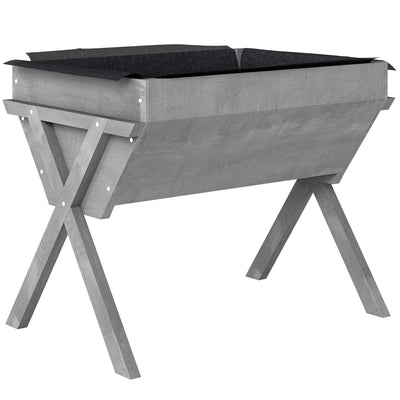 Wooden Raised Garden Planter Box With Legs And Liner For Outdoor Growing Light Grey AOSOM