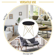 Round Coffee Table with Metal Crossed Legs, Modern Living Room Furniture - Black/Gold Tone (Φ43cm) by Homcom Homcom