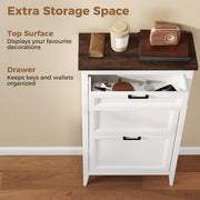 Slim Shoe Storage Cabinet for Narrow Hallways with Flip Drawers and Top Organiser White Homcom