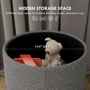 Round Storage Ottoman with Padded Seat and Hidden Compartment for Living Room Light, Grey