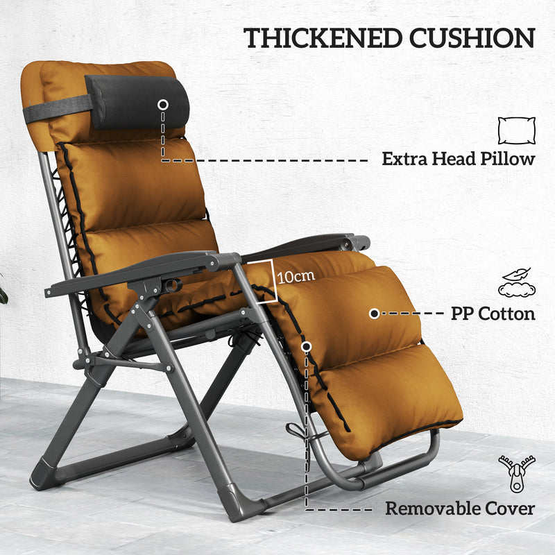 Set of Two Brown Reclining Sun Loungers with Cushions for Garden and Patio by Outsunny