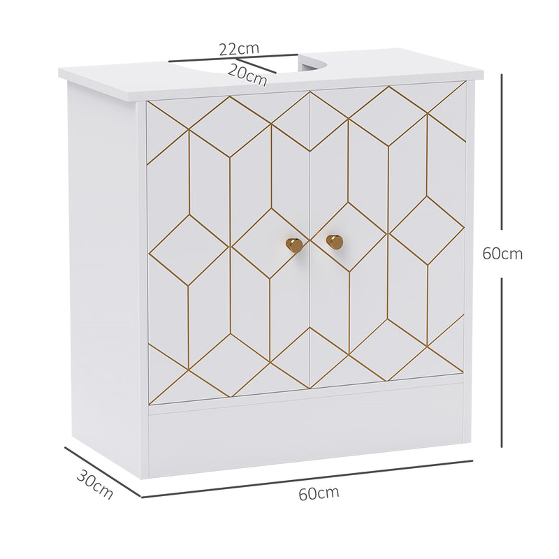 White Under Sink Bathroom Cabinet With Adjustable Shelf and Open Storage by HOMCOM