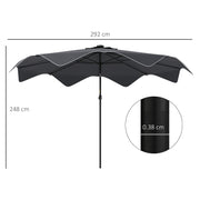 Dark Grey 3m Solar Garden Parasol with LED Lights and Tilt for Outdoor Patio Shade