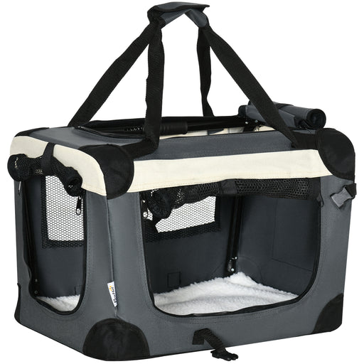Foldable Pet Carrier with Soft Cushion Ideal for Small Dogs and Cats 51cm, Grey