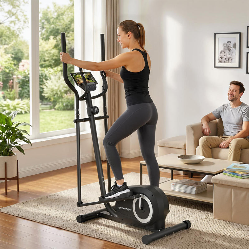 Elliptical Cross Trainer for Quiet Home Workouts with App Connectivity and 8 Resistance Levels Grey