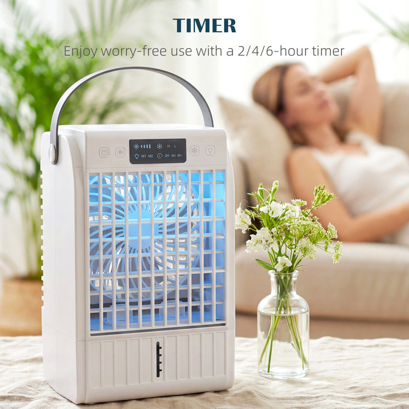 Portable Air Conditioner and Mini Fan with Humidifier for Bedrooms and Offices White AOSOM