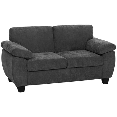 2 Seater Sofa for Small Spaces with Thick Cushions and Soft Chenille Fabric Dark Grey AOSOM