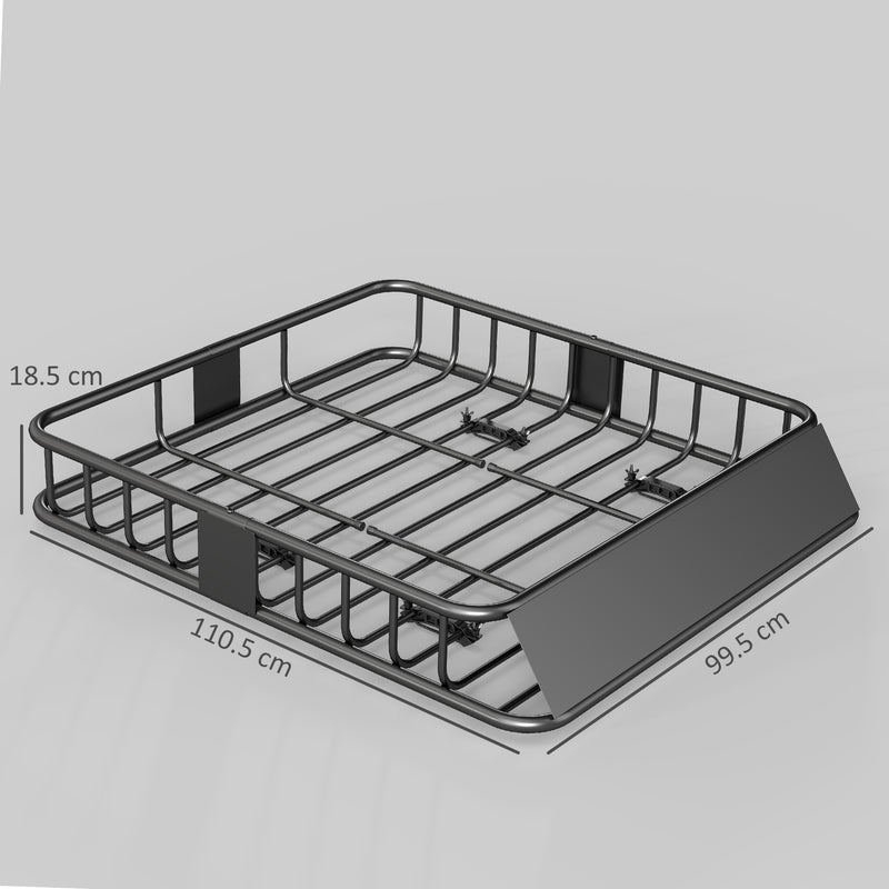 Steel Roof Rack Cargo Basket With Wind Fairing For Cars and SUVs 90kg Capacity, Black