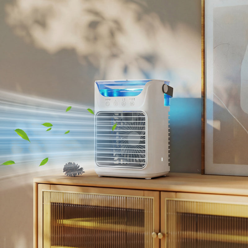 Desk Fan with Cooling Mist and Aroma Diffuser for Home or Office Grey AOSOM
