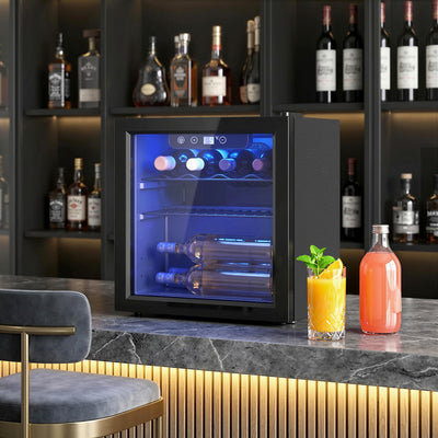 Wine Cooler for 12 Bottles with Double Glass Door and Quiet Operation Black Homcom