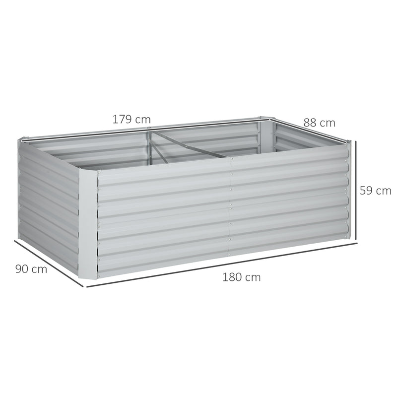Set of 2 Galvanised Steel Raised Garden Beds with Reinforced Frame for Vegetables and Herbs