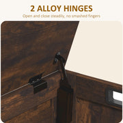 Rustic Brown Wooden Storage Chest with Safety Hinges and Cut Out Handles