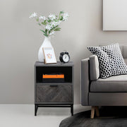 Bedside Table with Drawer and Open Shelf for Bedroom or Lounge with Steel Legs Dark Grey