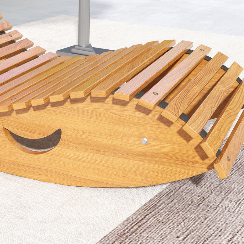 Modern Wooden Outdoor Rocking Chair with Slatted Seat Ideal for Garden or Patio Use, Teak Outsunny