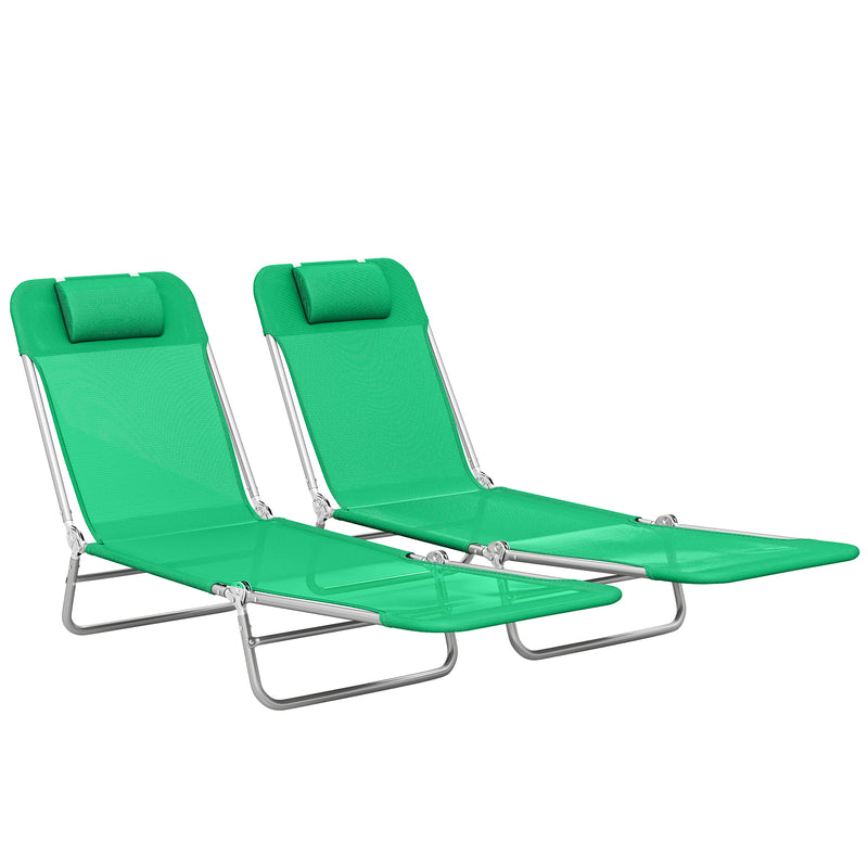 Foldable Sun Loungers Set of 2 with Adjustable Backrest for Garden or Patio Relaxation