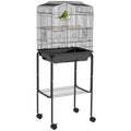 Black Bird Cage for Budgies Canaries Finches with Stand Wheels Storage Shelf by PawHut