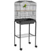 Black Bird Cage for Budgies Canaries Finches with Stand Wheels Storage Shelf by PawHut
