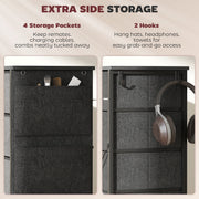 Tall Chest of 10 Fabric Drawers for Bedroom Storage with Steel Frame, Charcoal Grey