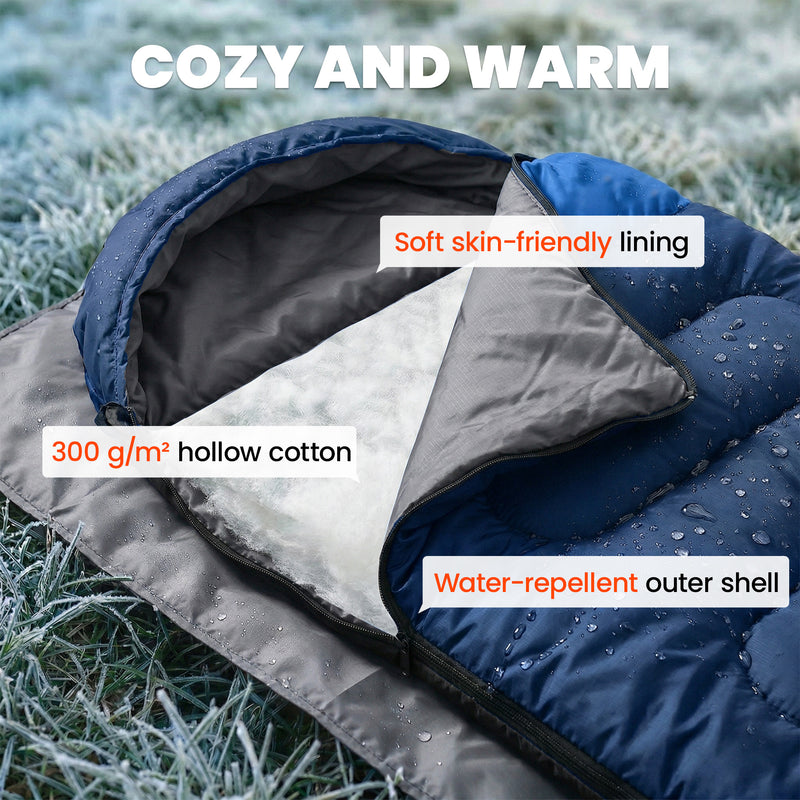 Sleeping Bag for Camping with Spacious Design and Blanket Zip Navy Blue