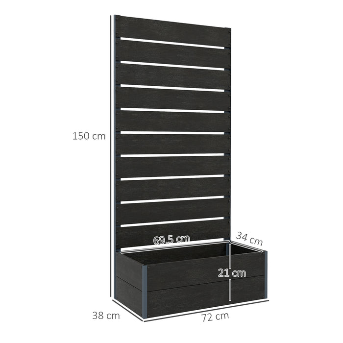 Black Garden Planter Box with Back Trellis 34 x 69.5cm by Outsunny