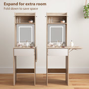Dressing Table with Adjustable LED Mirror and Storage for Small Bedrooms Natural Wood AOSOM
