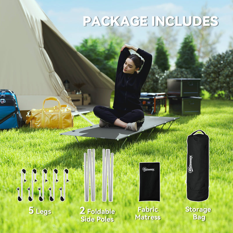 Camping Bed Foldable Lightweight Cot for Comfortable Sleep Off the Ground Dark Grey