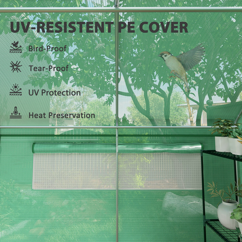 Large Walk-In Polytunnel Greenhouse 19 x 9.8ft for Plant Growth by Outsunny