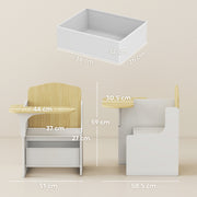 Kids Table and Chair Set With Storage Bins for Play and Learning Ages 3 to 5 White AOSOM