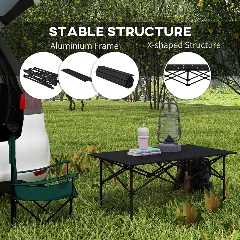 Folding Camping Table for Two with Quick Setup and Carry Bag Black