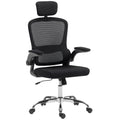 Mesh Office Chair with Lumbar Support and Flip Up Arms for Comfortable All Day Work Black