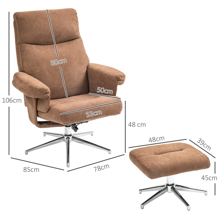 Recliner Chair with Ottoman for Home and Office, Light Brown Velvet Feel by HOMCOM