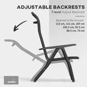 Set of Four Folding Garden Chairs with Adjustable Backs Dark Brown by Outsunny