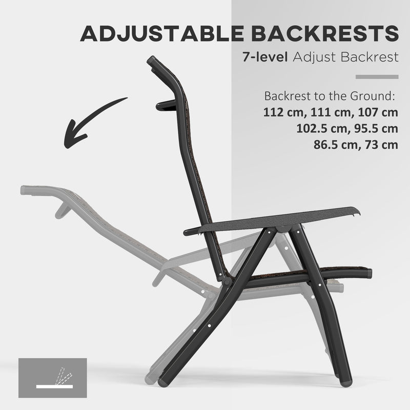 Set of Four Folding Garden Chairs with Adjustable Backs Dark Brown by Outsunny