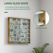 Rustic Brown 7 Tier Wall Display Cabinet With Glass Doors and Adjustable Shelves by HOMCOM