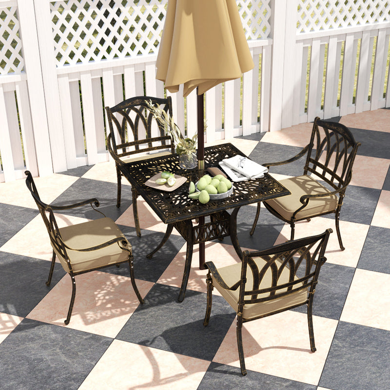 Five Piece Cast Aluminium Garden Dining Set Bronze Tone by Outsunny