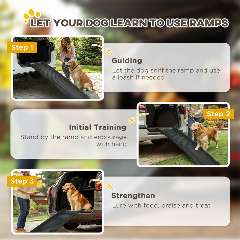 Foldable Dog Car Ramp for SUVs and Vehicles Non Slip Surface Easy to Store Black AOSOM