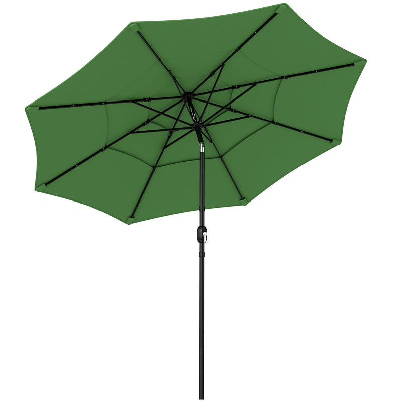 Garden Parasol with Adjustable Tilt and Three-Tier Ventilated Canopy for Cool Shade Green Outsunny