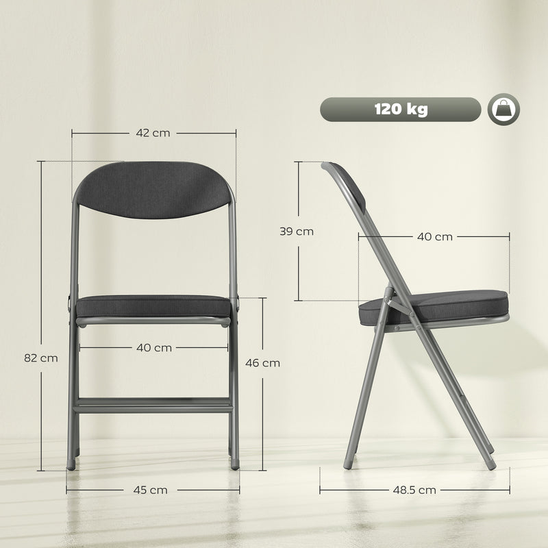 Folding Chairs Set of 4 Space Saving Padded Seats for Guests and Dining Dark Grey Homcom