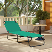 Outsunny Foldable Sun Lounger with 5-Position Adjustable Backrest, Outdoor Portable Recliner Chaise Lounge Chair, Green AOSOM