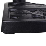 Black 9kg Half Round Parasol Base Resin Umbrella Stand Floral Design for Garden Outdoor by Outsunny