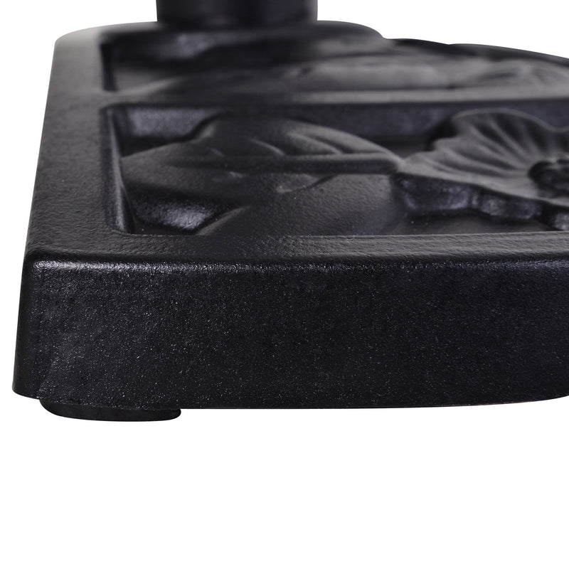Black 9kg Half Round Parasol Base Resin Umbrella Stand Floral Design for Garden Outdoor by Outsunny
