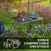 4 Seater Folding Aluminium Picnic Table and Bench Set For Camping and Outdoor Use Silver AOSOM